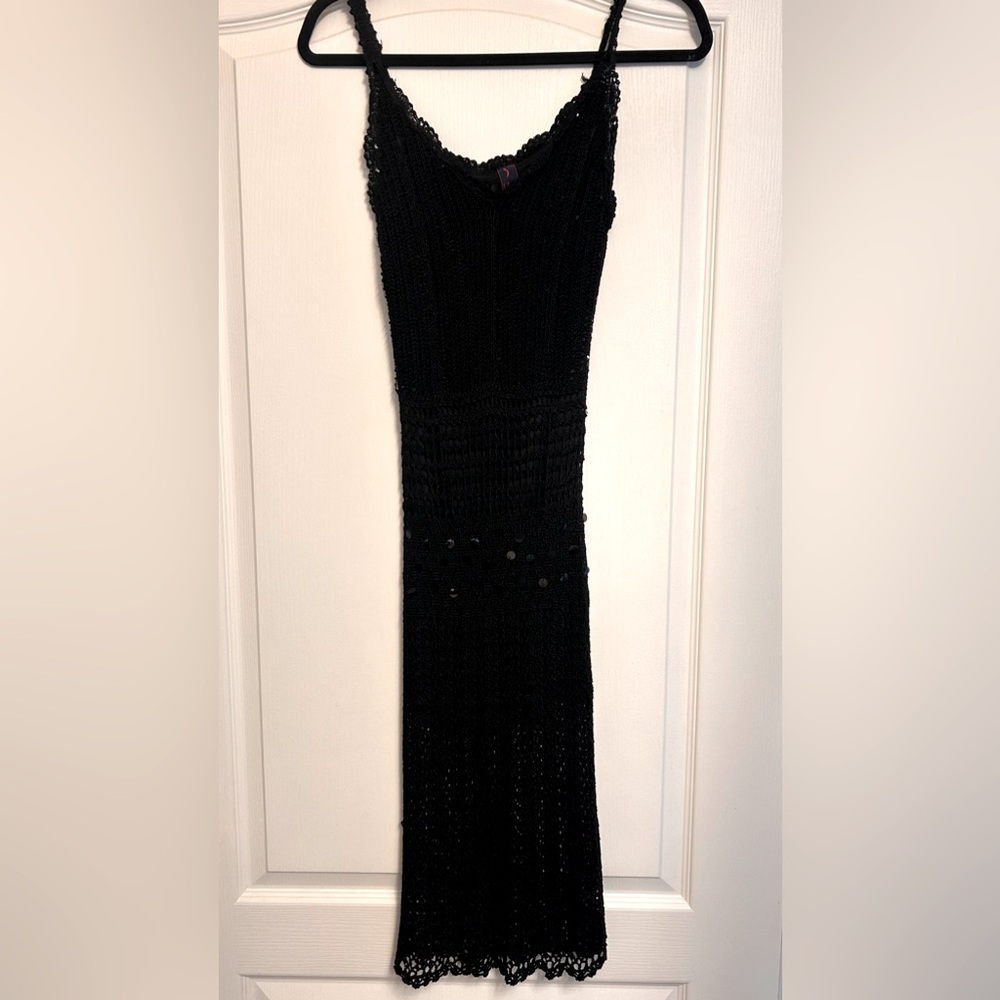 Black Crochet Midi Dress
